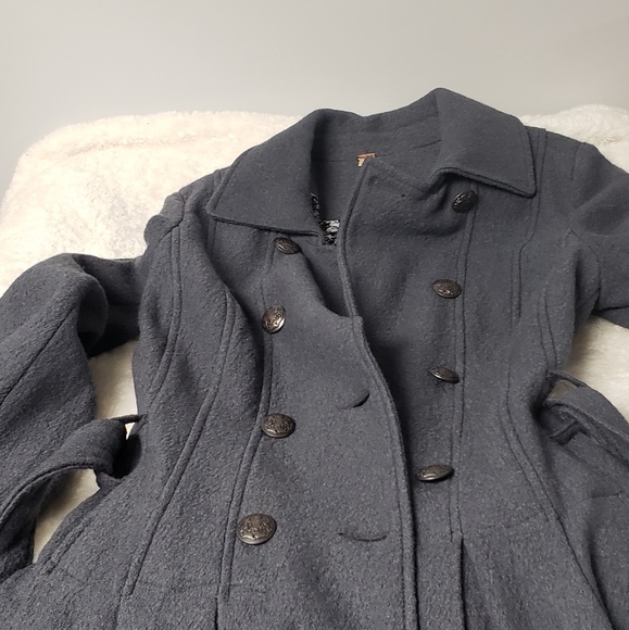 Free People Jackets & Blazers - Free People Peplum Button Down Textured Wool Coat